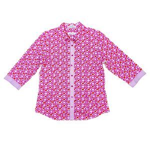 Orvis‎ Shirt River Guide Wrinkle Free Cotton Batik Pink Purple Vented Gorp 10